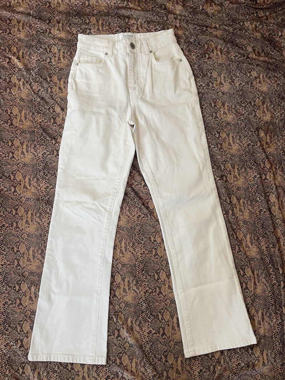 La Ligne Women’s High Rise Straight Leg White Denim Jeans Size 25